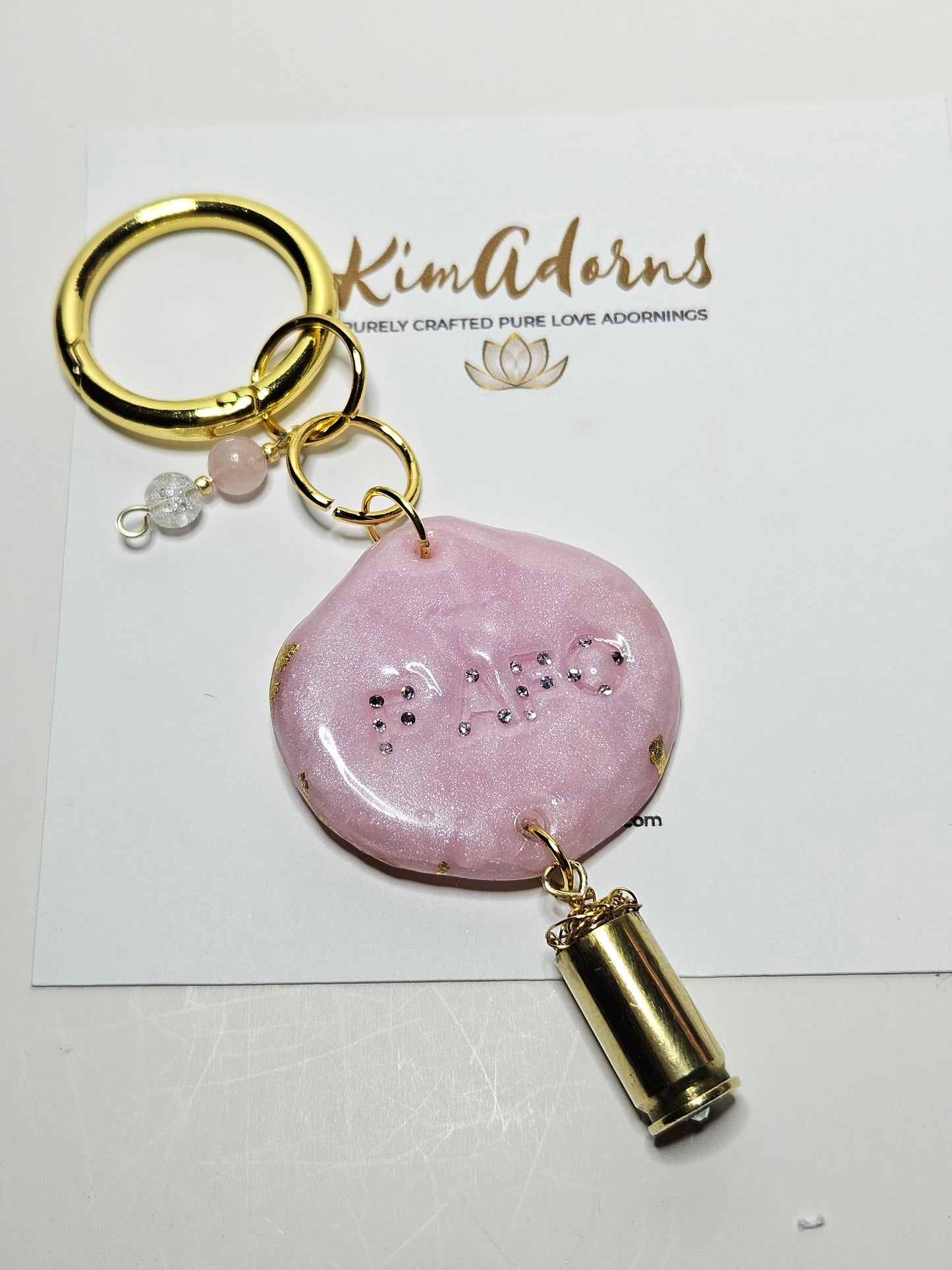 FAFO PInk quartz clay handbag charm