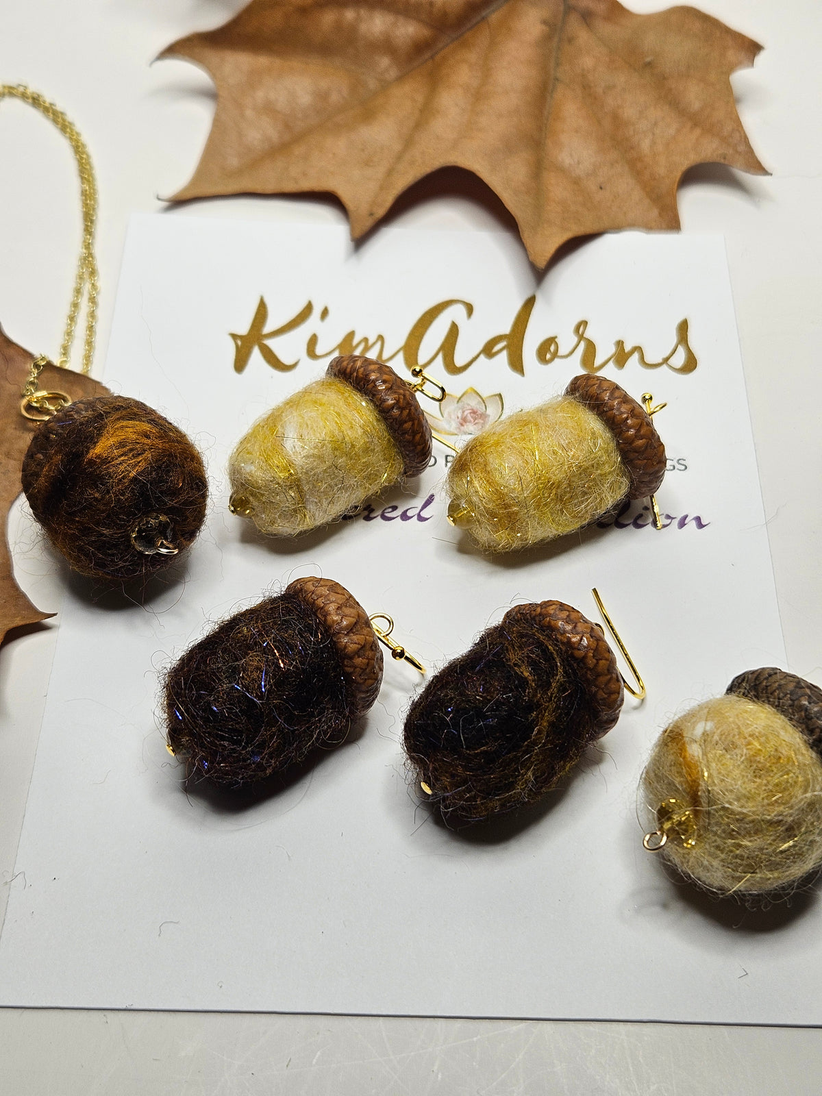 Acorn wool talisman Pendant