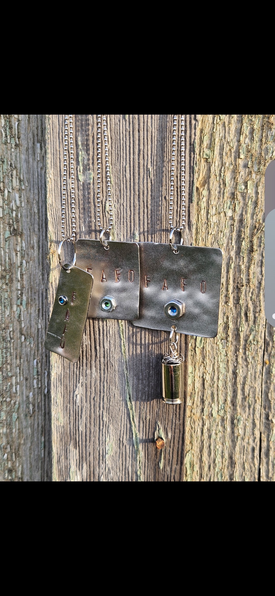 FAFO Mens steel tag pendant wirh casing