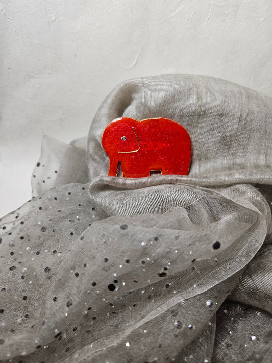 Red elephant brooch pin