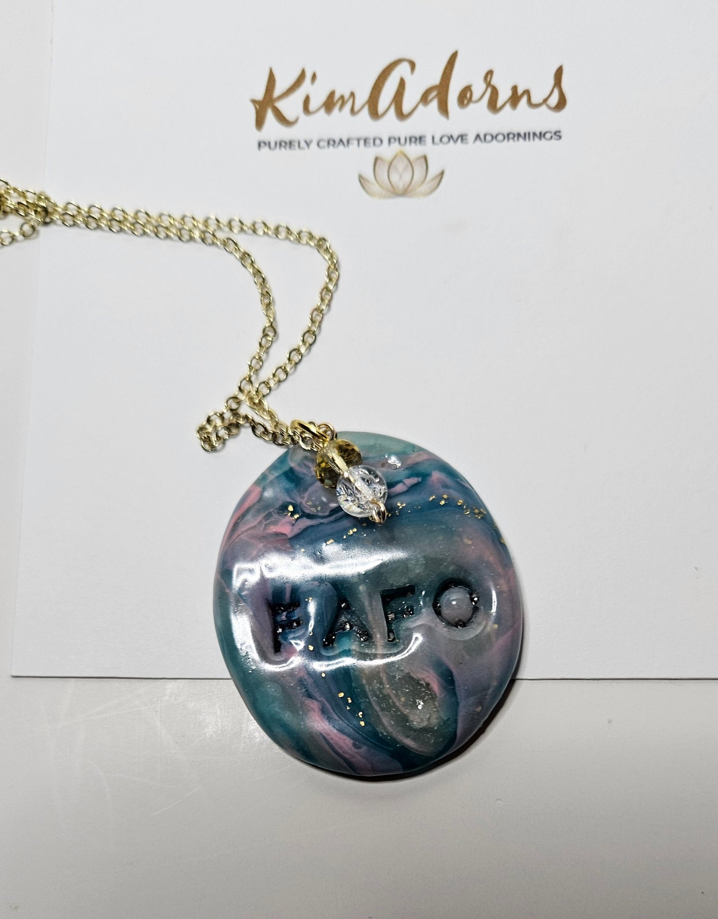 FAFO gold swirl Murano clay pendant
