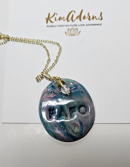 FAFO gold swirl Murano clay pendant