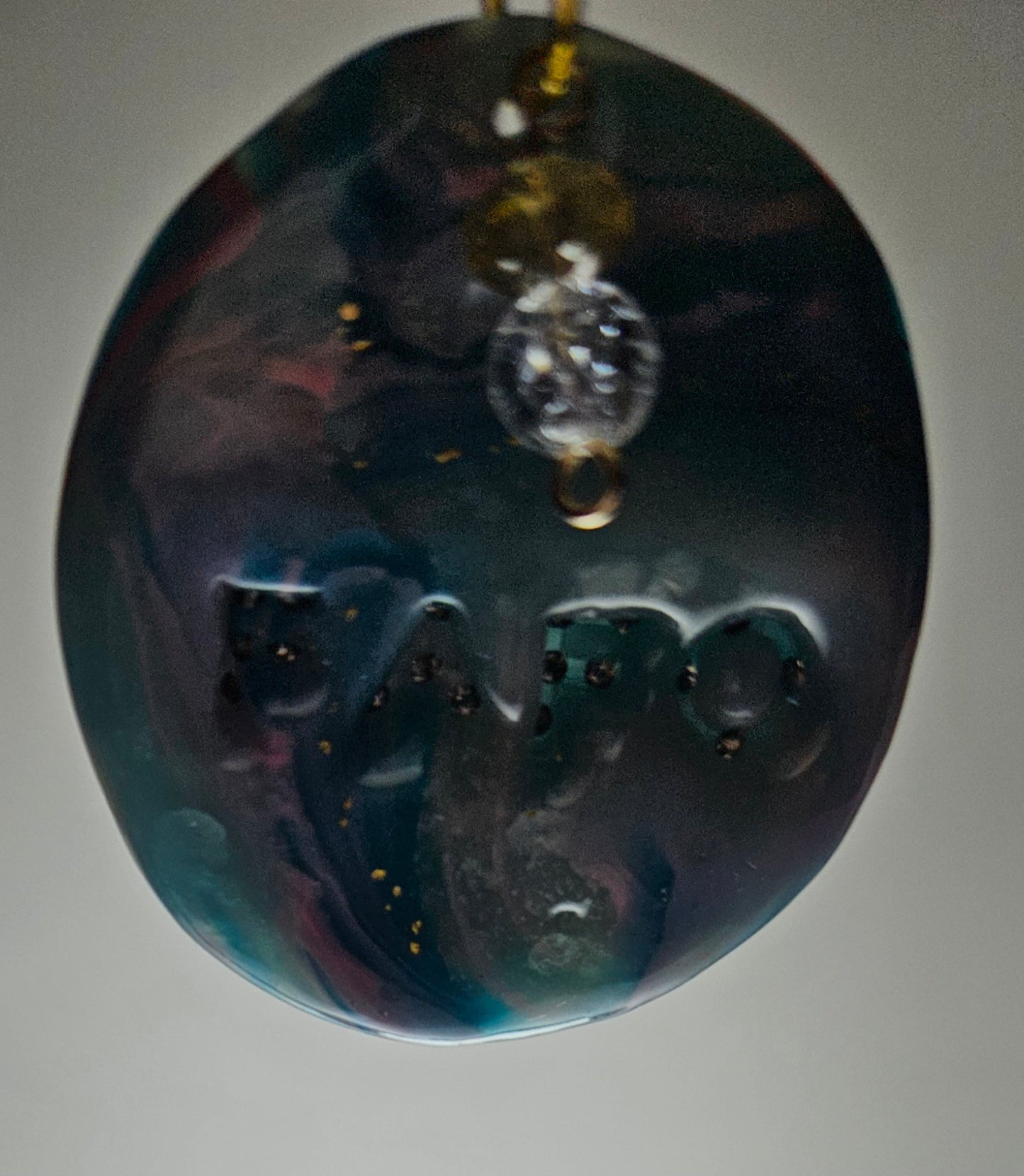 FAFO gold swirl Murano clay pendant