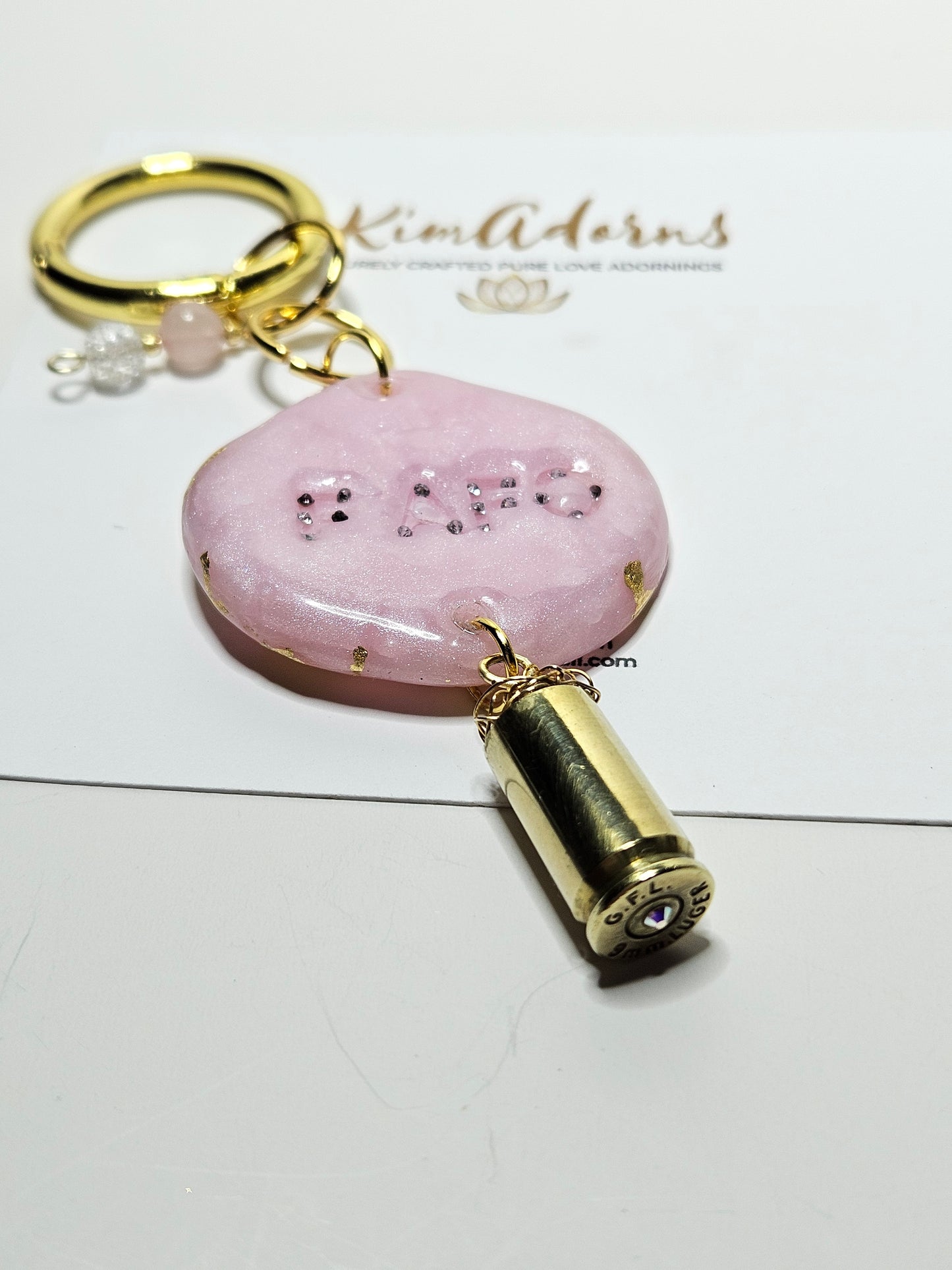 FAFO PInk quartz clay handbag charm