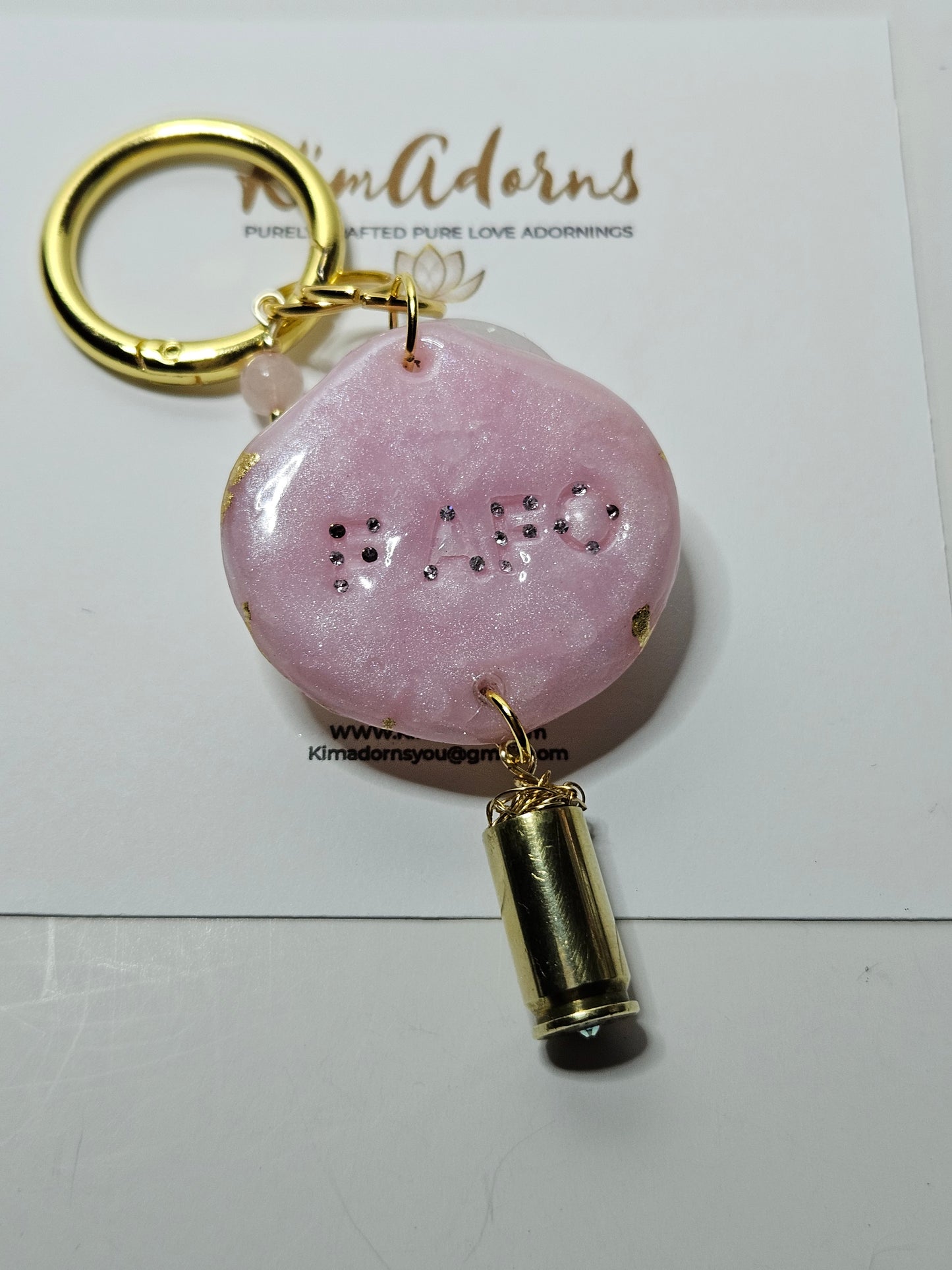 FAFO PInk quartz clay handbag charm