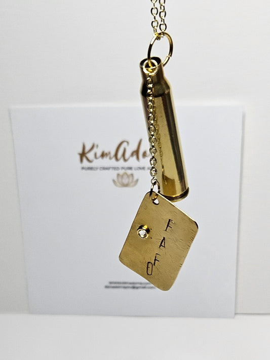 Brass tag shotgun casing dangle pendant