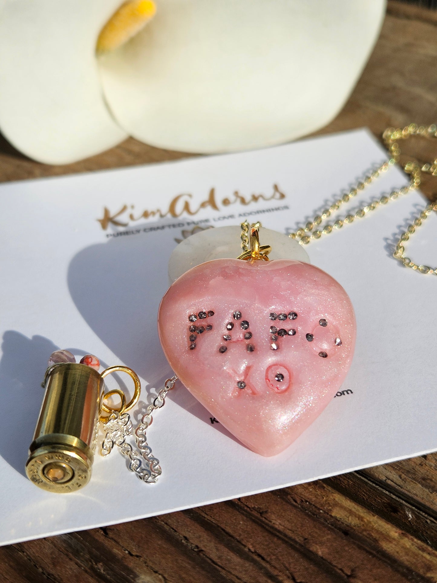 FAFO PInk heart  chamber pendant