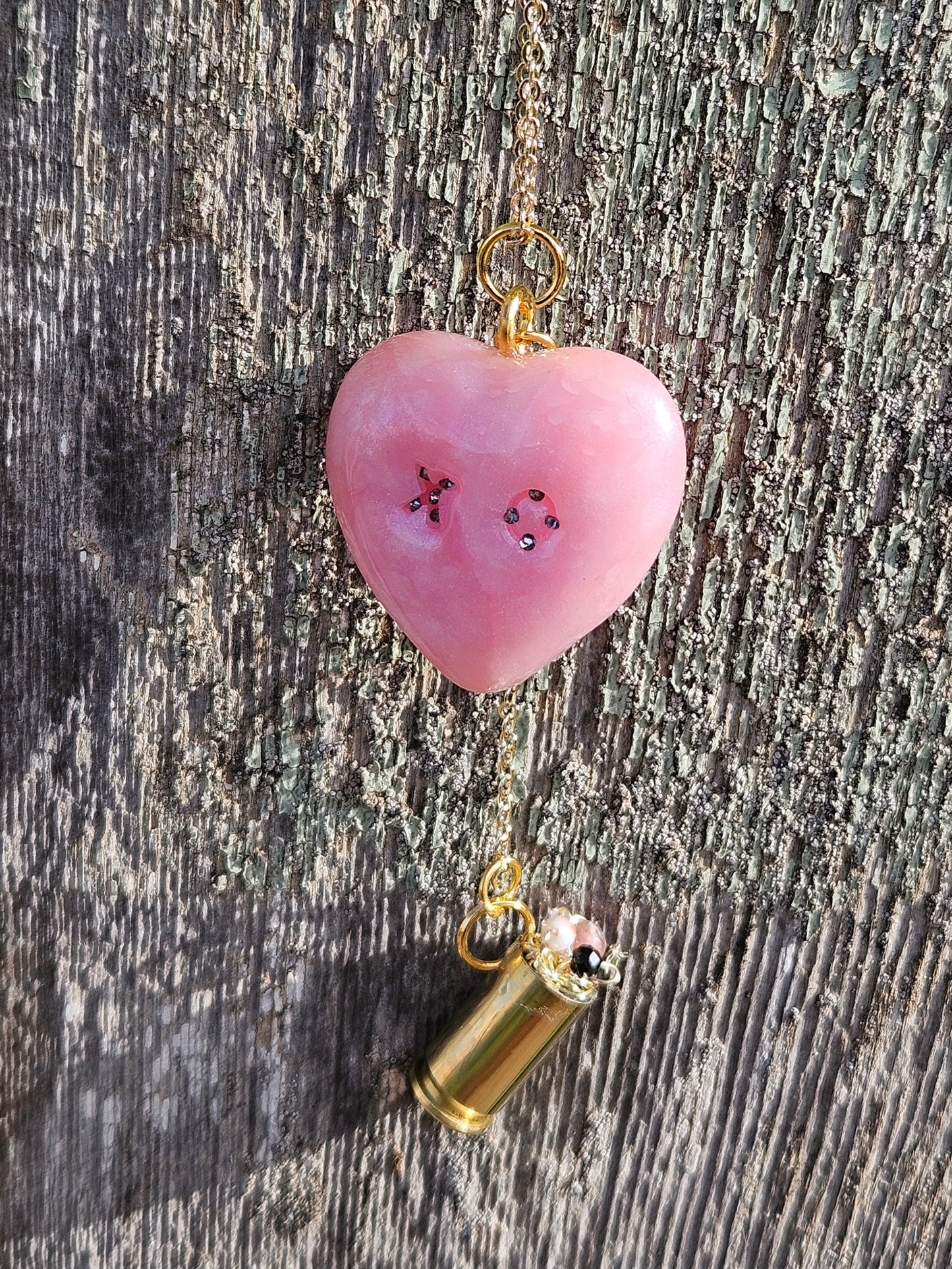 XO  heart chamber  pendant