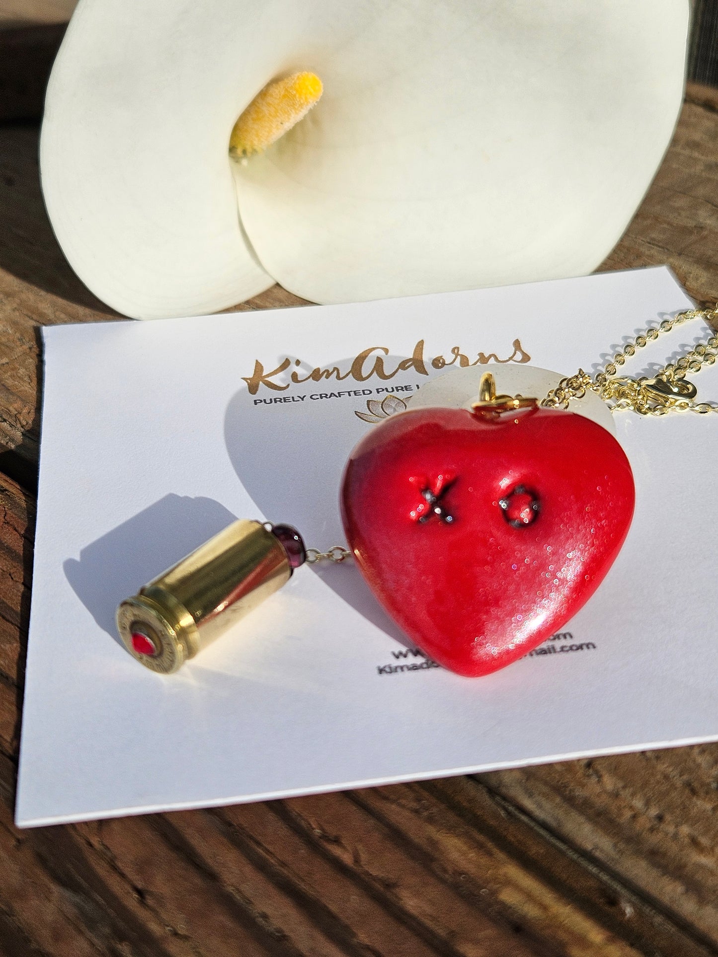 Red XO heart  chamber pendant