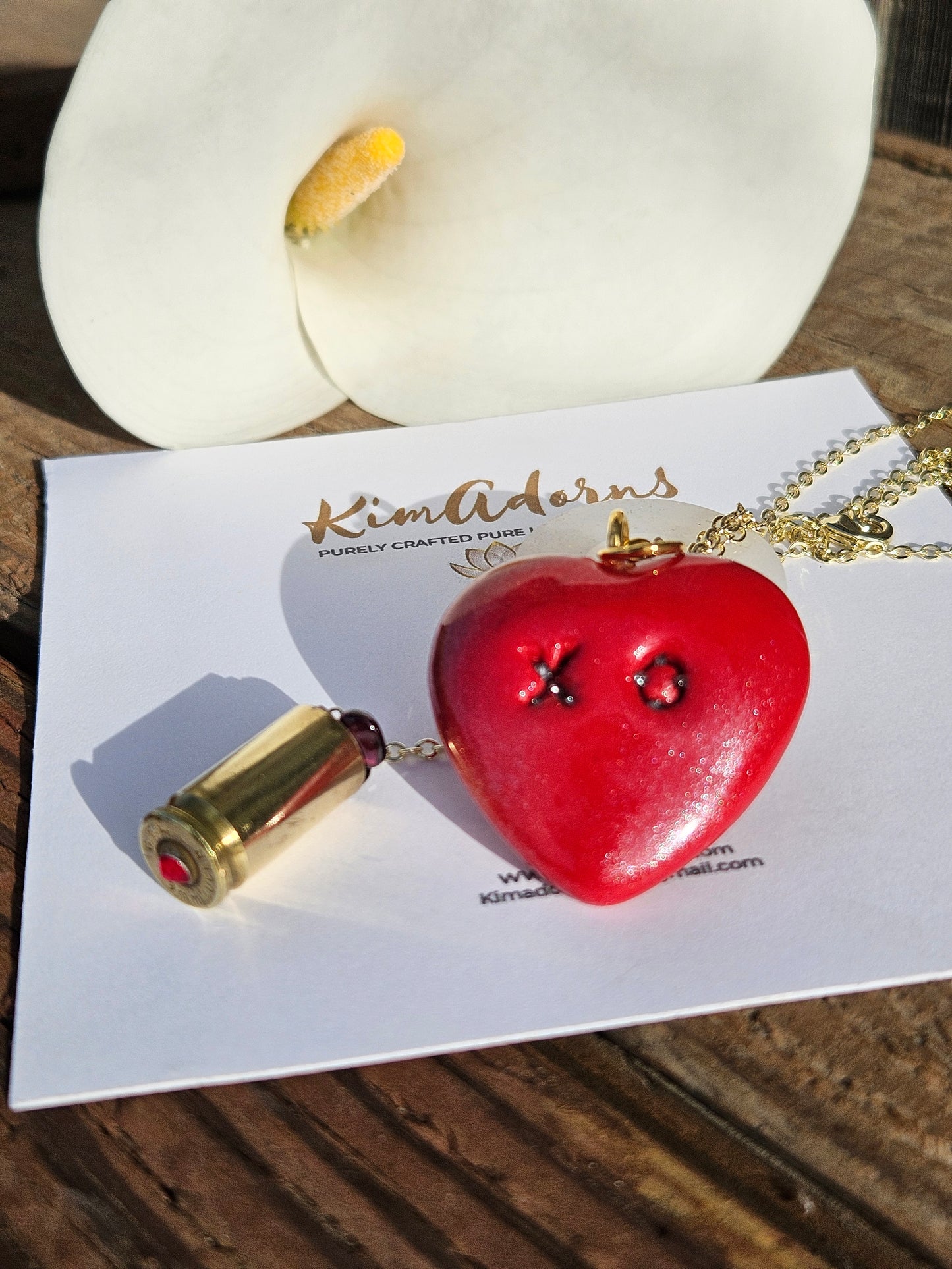 Red XO heart  chamber pendant