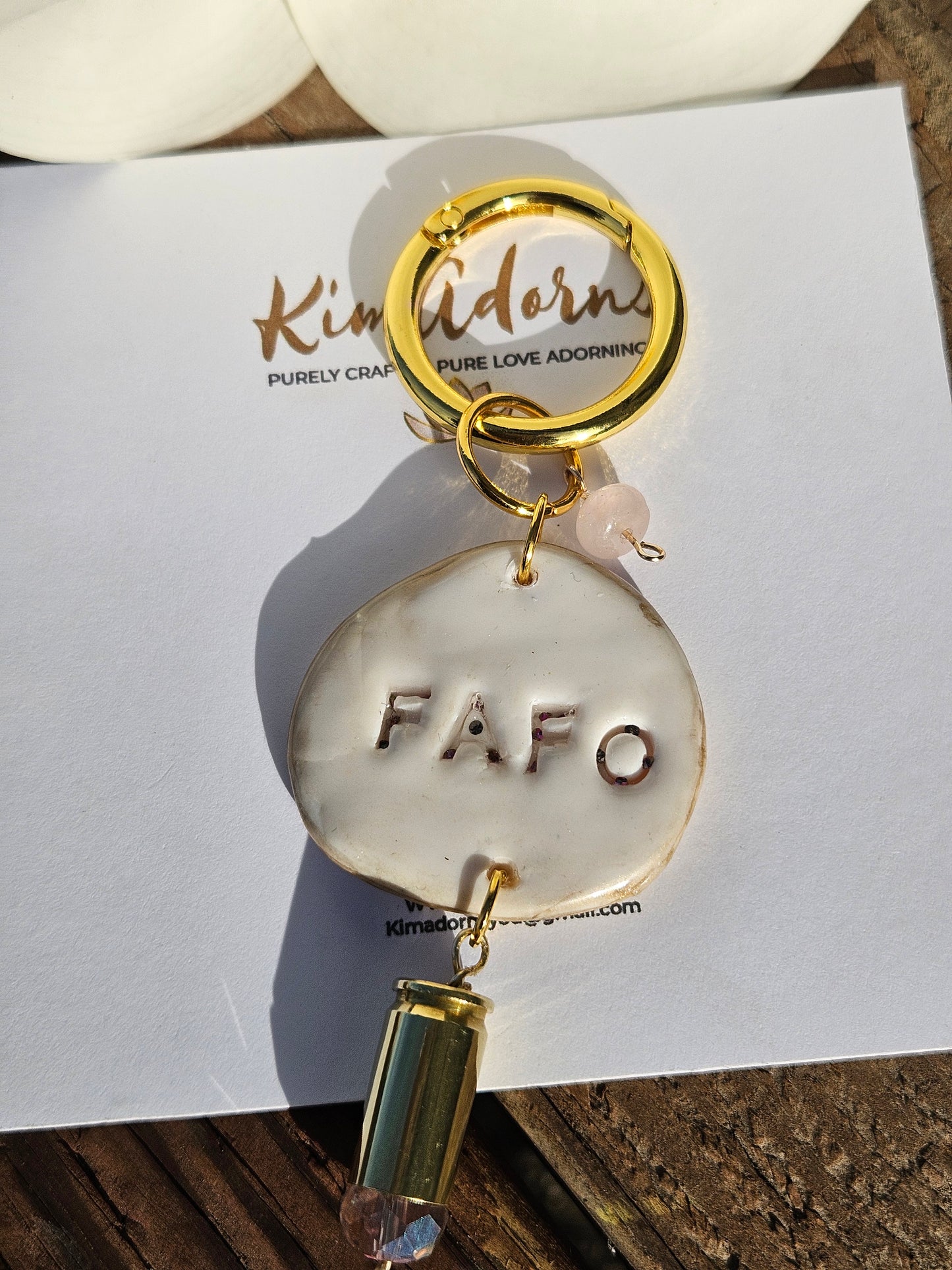 FAFO White Clay handbag charm