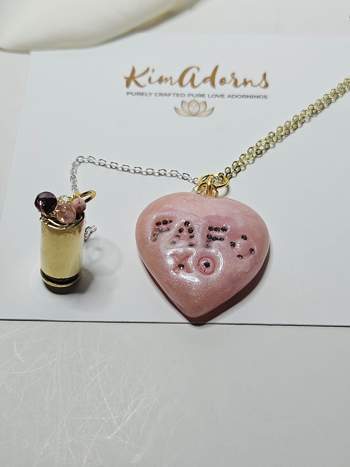 FAFO PInk heart  chamber pendant