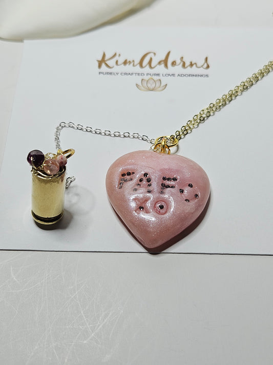 FAFO PInk heart  chamber pendant