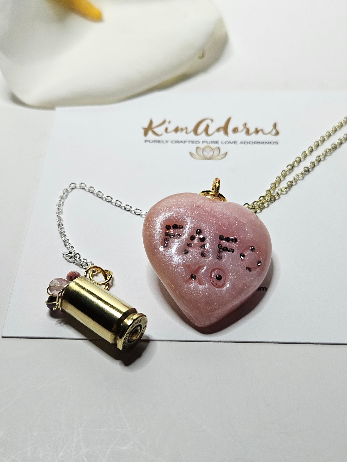 FAFO PInk heart  chamber pendant