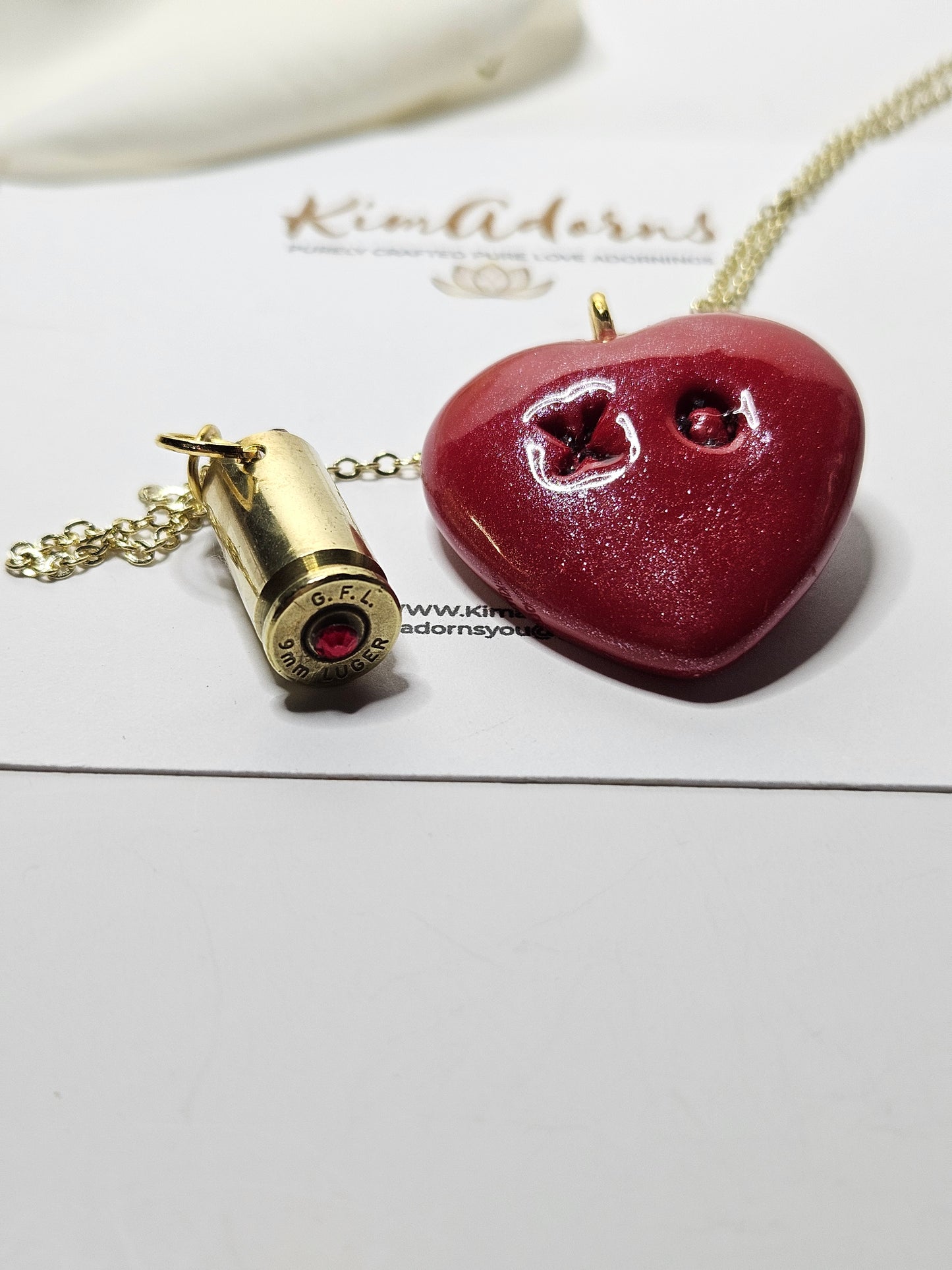 Red XO heart  chamber pendant