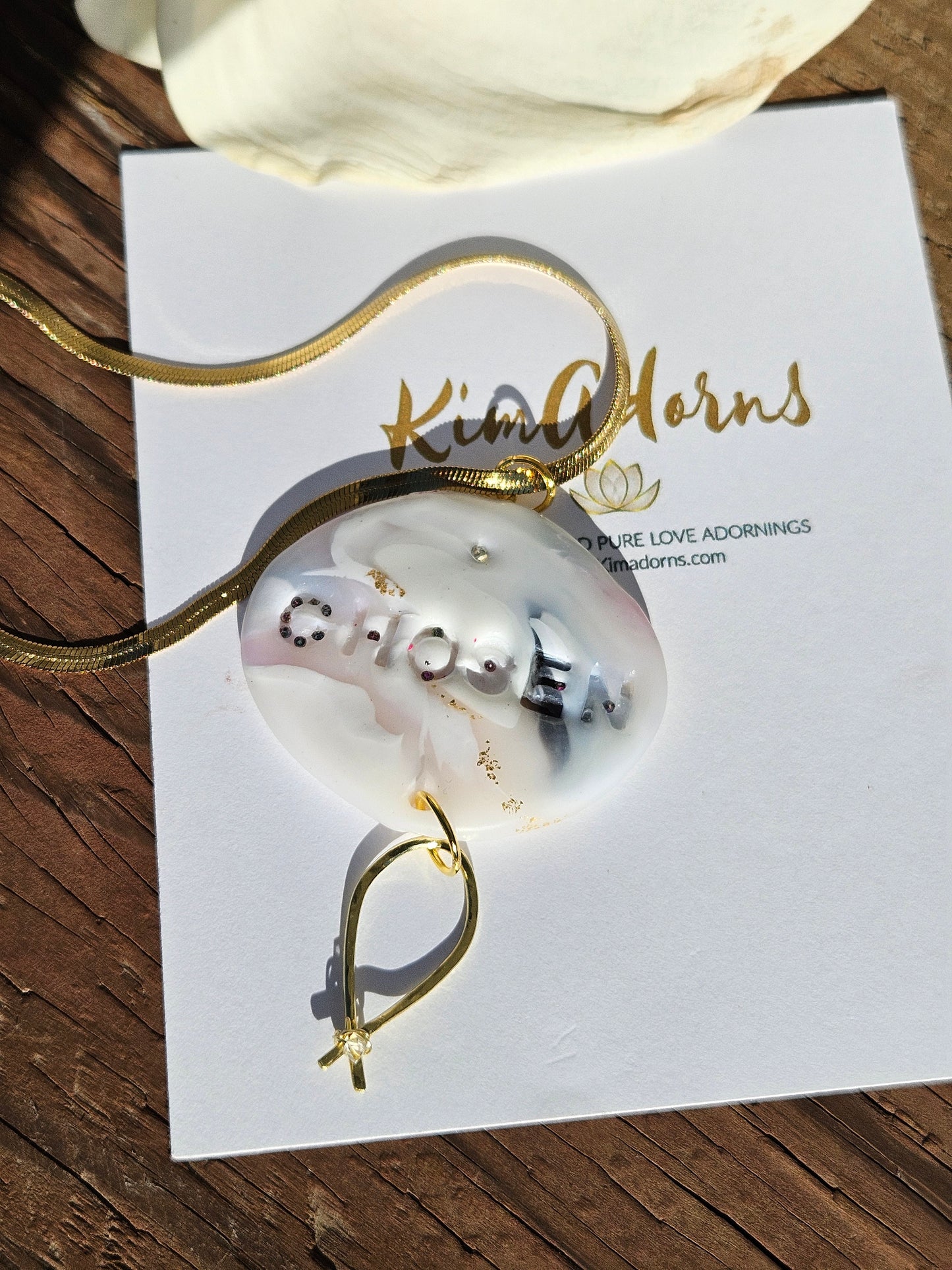 Chosen Pendant Marbled Alasbaster Icthys