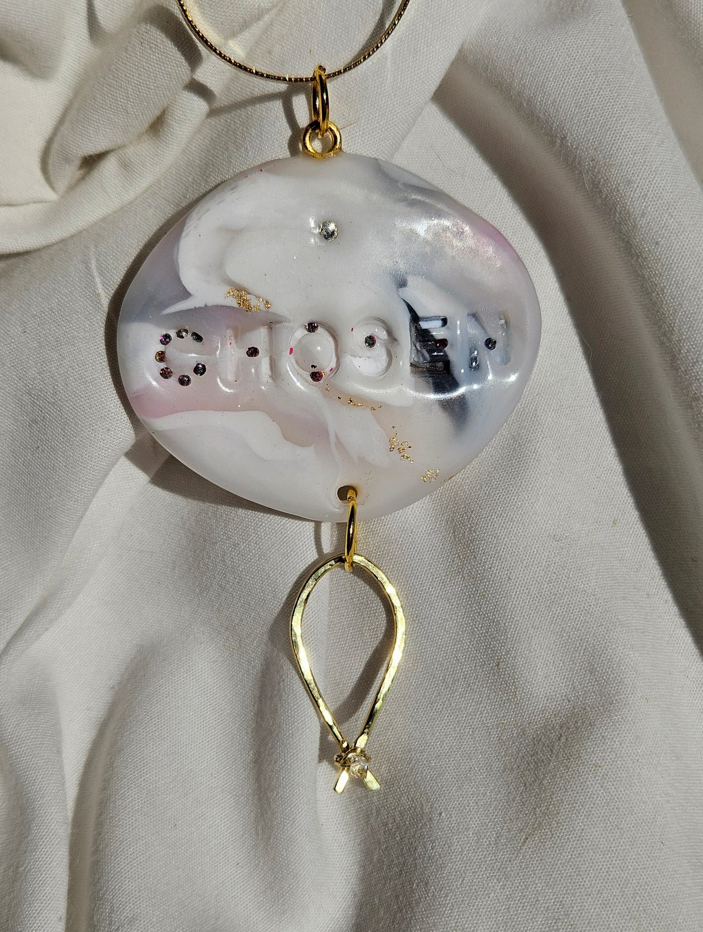 Chosen Pendant Marbled Alasbaster Icthys