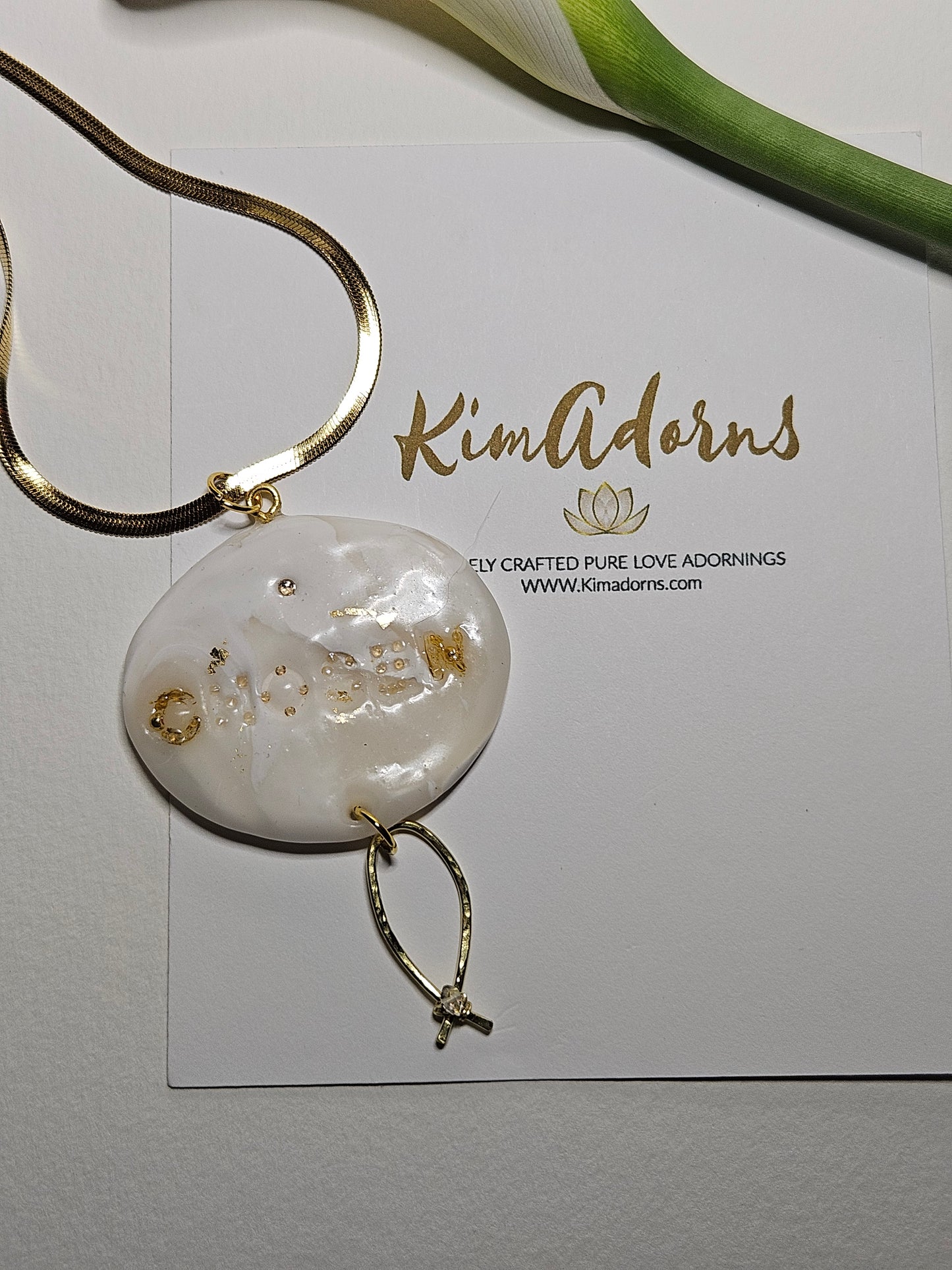 Chosen Ichthys  Golden Stone Pendant