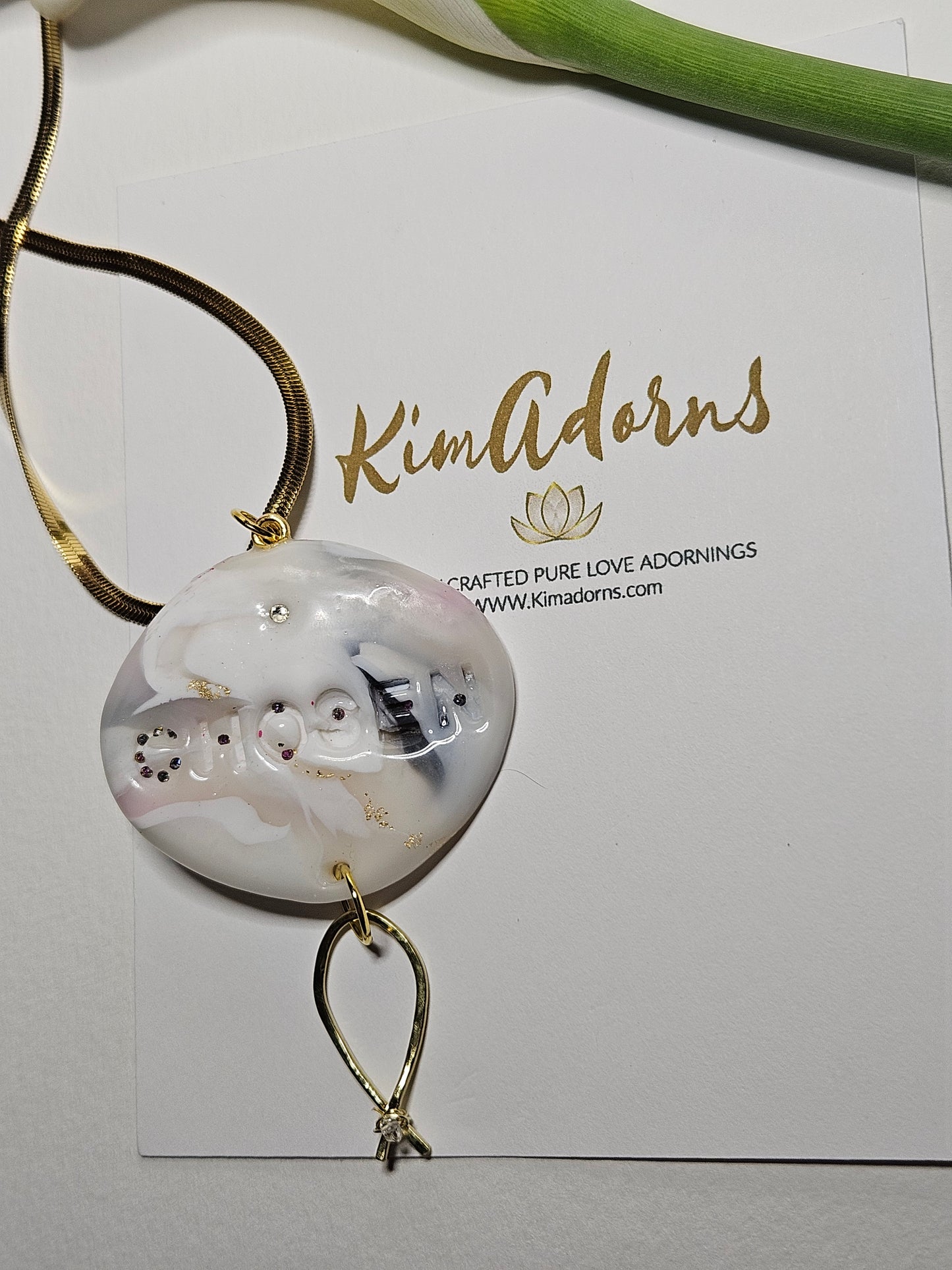 Chosen Pendant Marbled Alasbaster Icthys