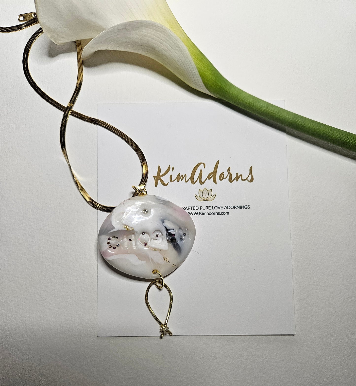 Chosen Pendant Marbled Alasbaster Icthys