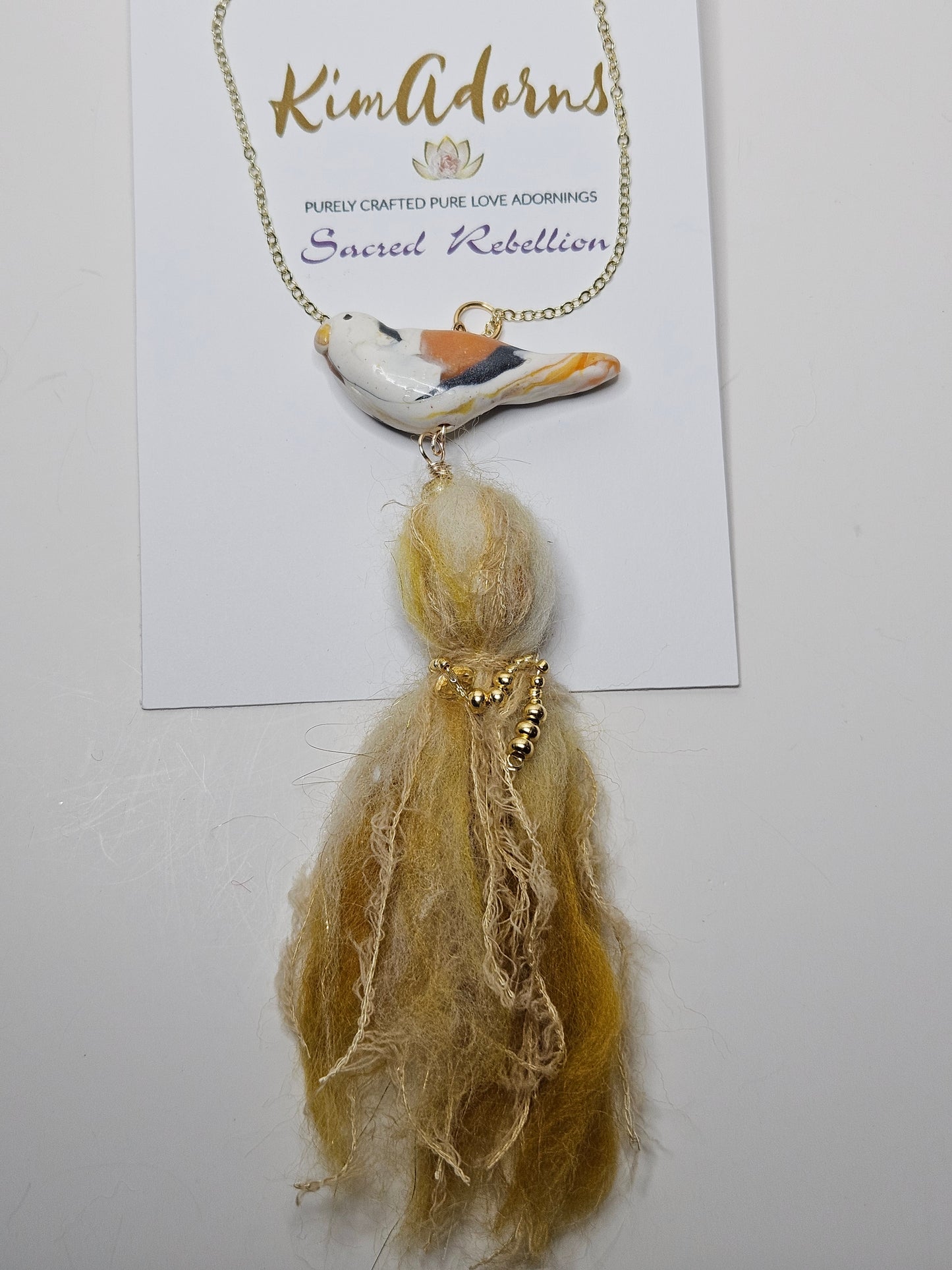 Golden Messenger Two Birds Talisman Necklace