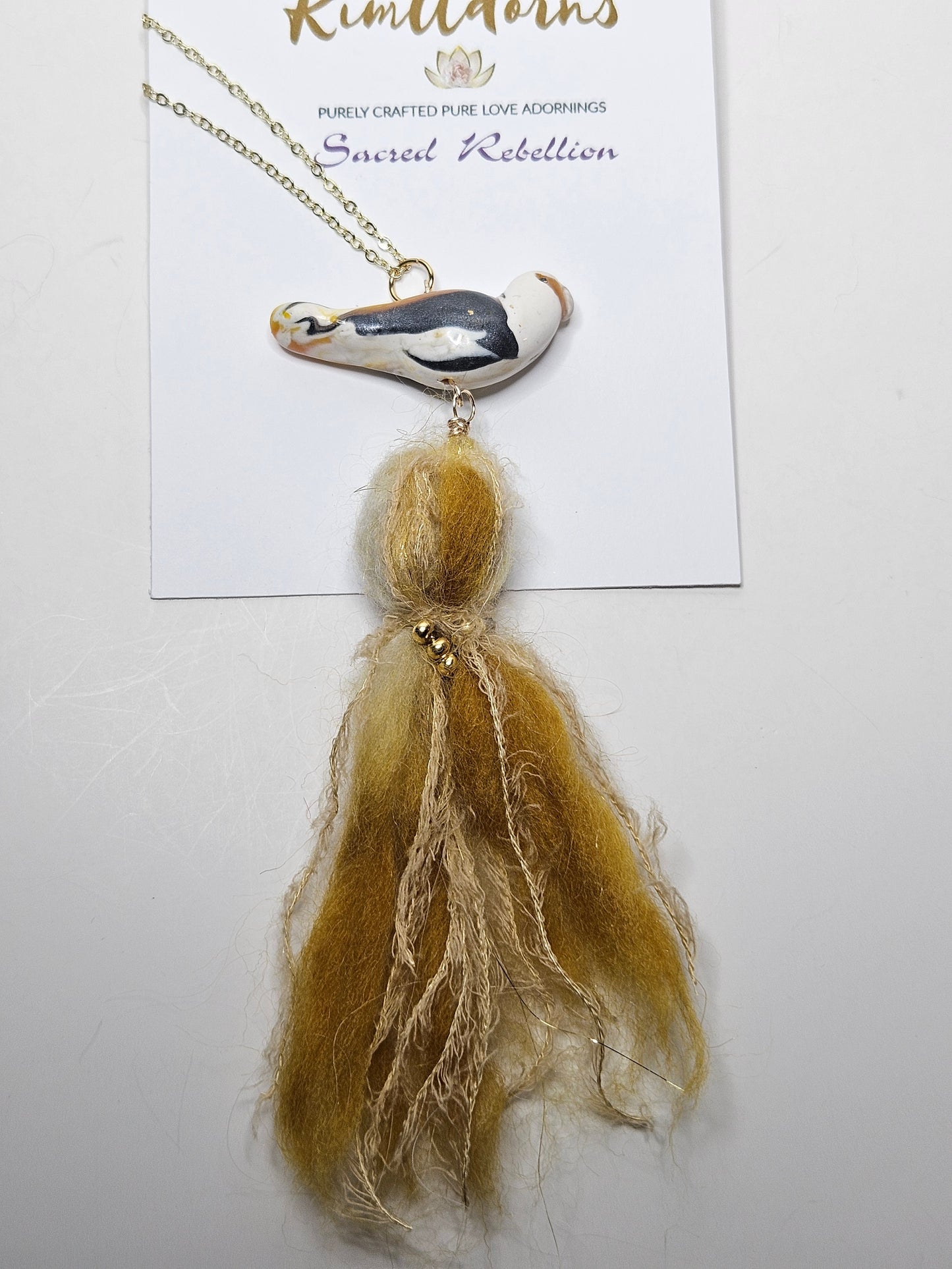 Golden Messenger Two Birds Talisman Necklace
