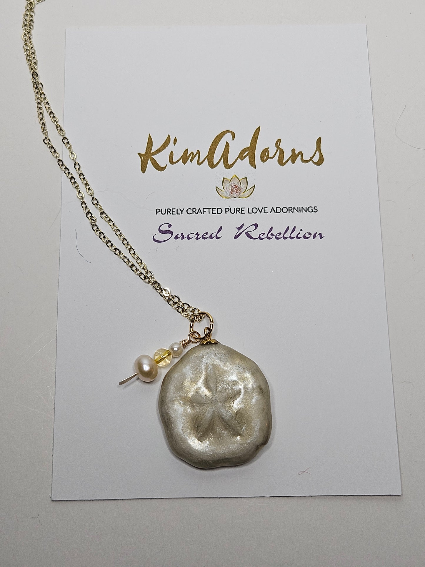 Golden Tide Sea Biscuit Abundance Talisman Necklace
