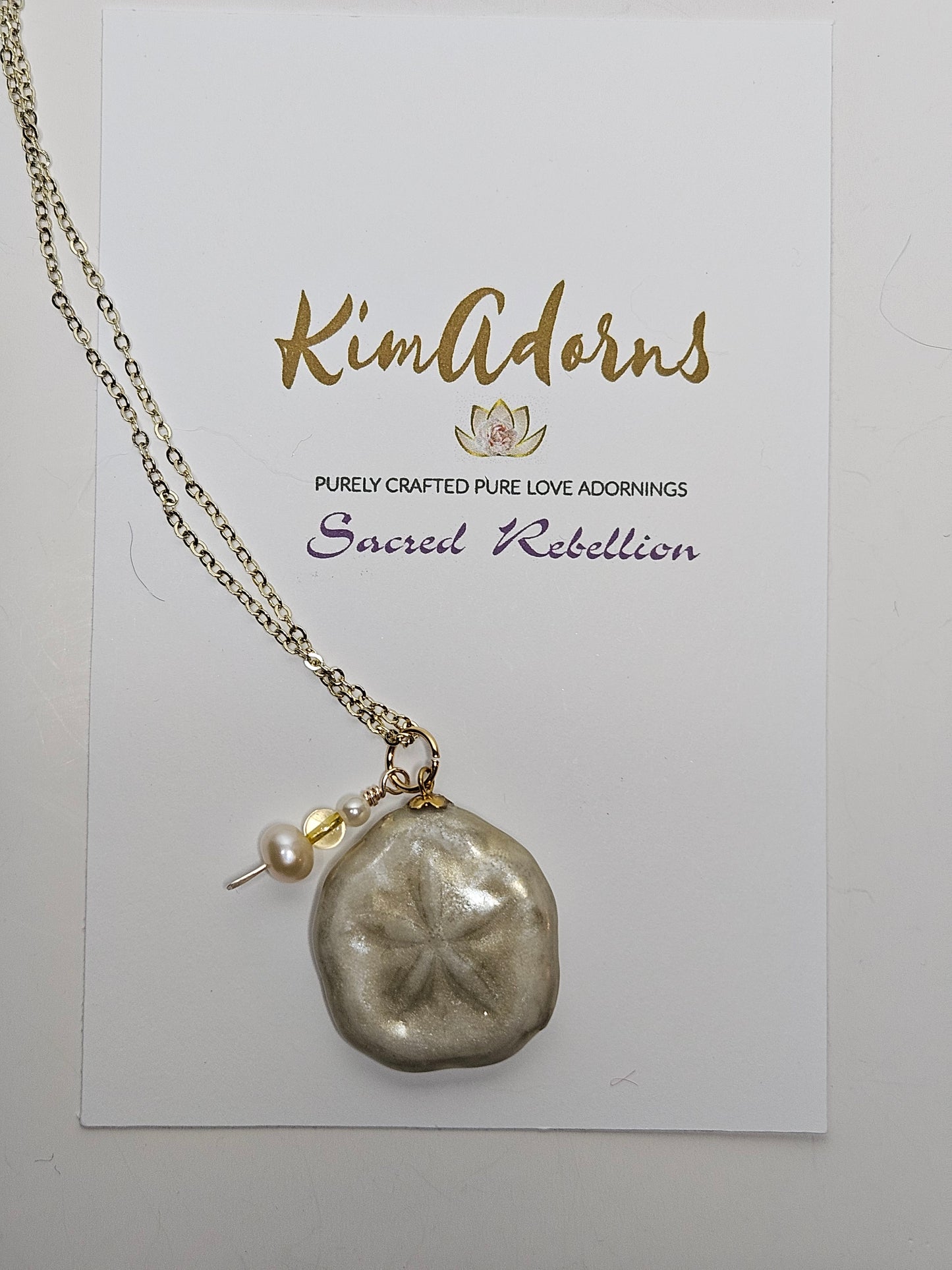 Golden Tide Sea Biscuit Abundance Talisman Necklace