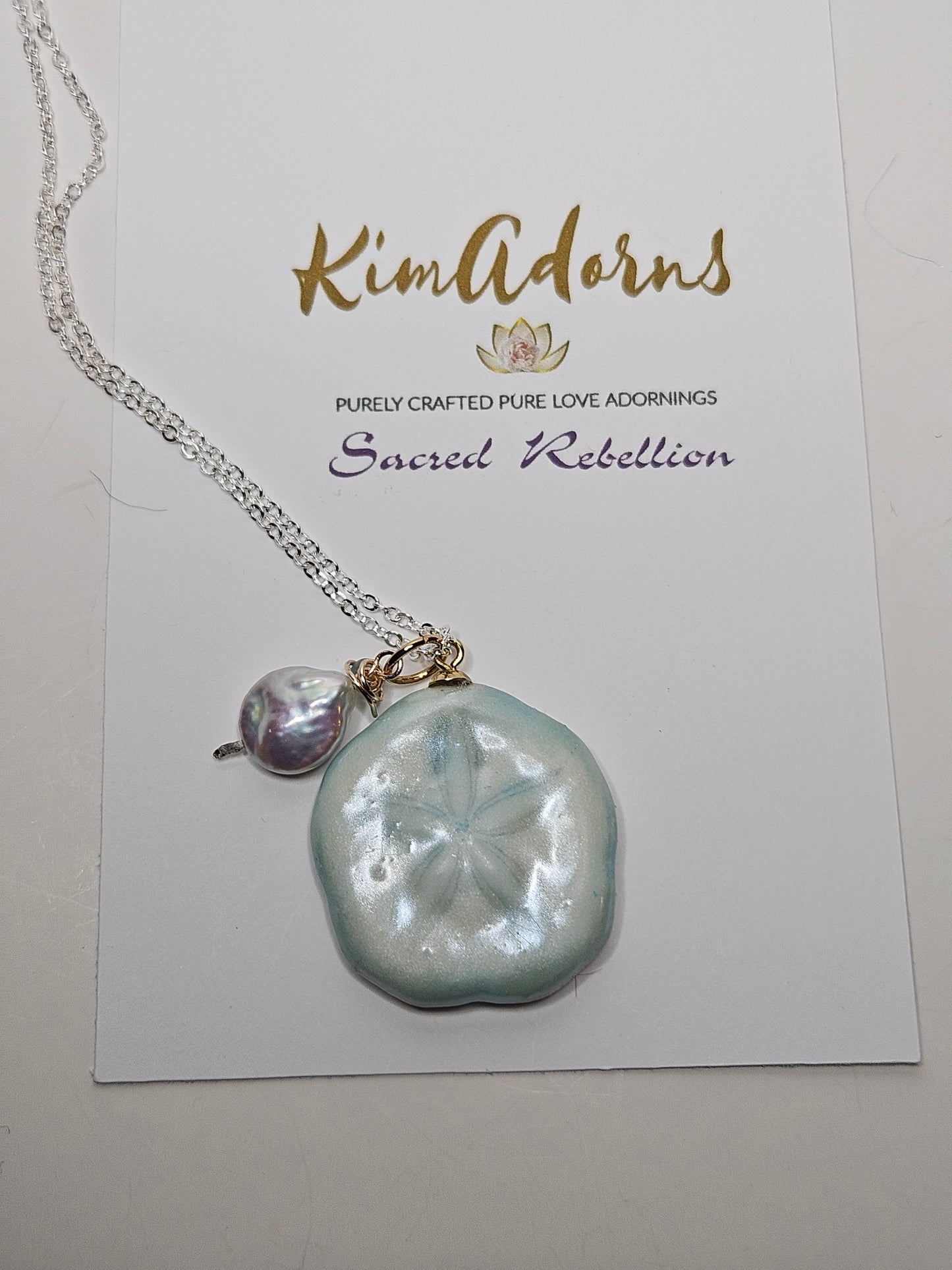 Seafoam Tide Ocean Peal Sea Biscuit Talisman Necklace