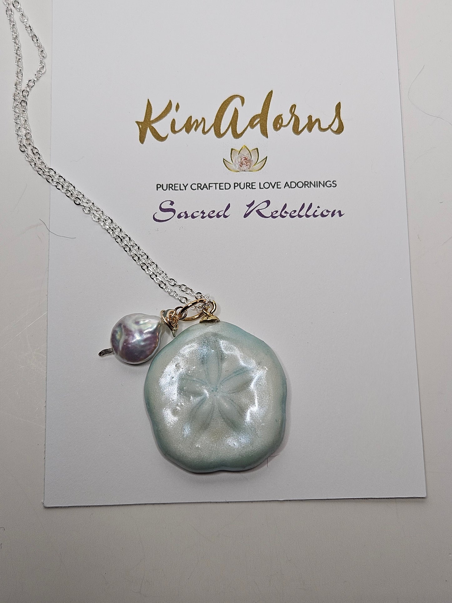 Seafoam Tide Ocean Peal Sea Biscuit Talisman Necklace