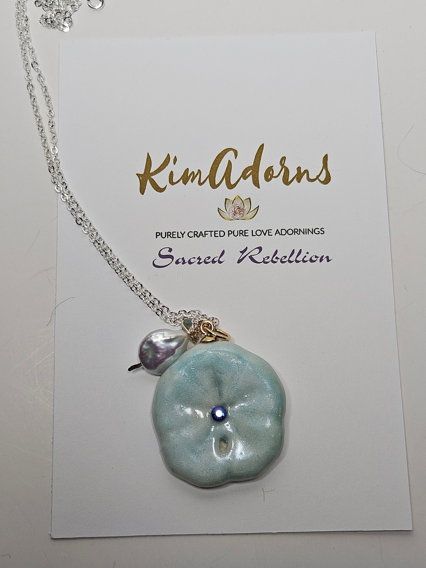 Seafoam Tide Ocean Peal Sea Biscuit Talisman Necklace