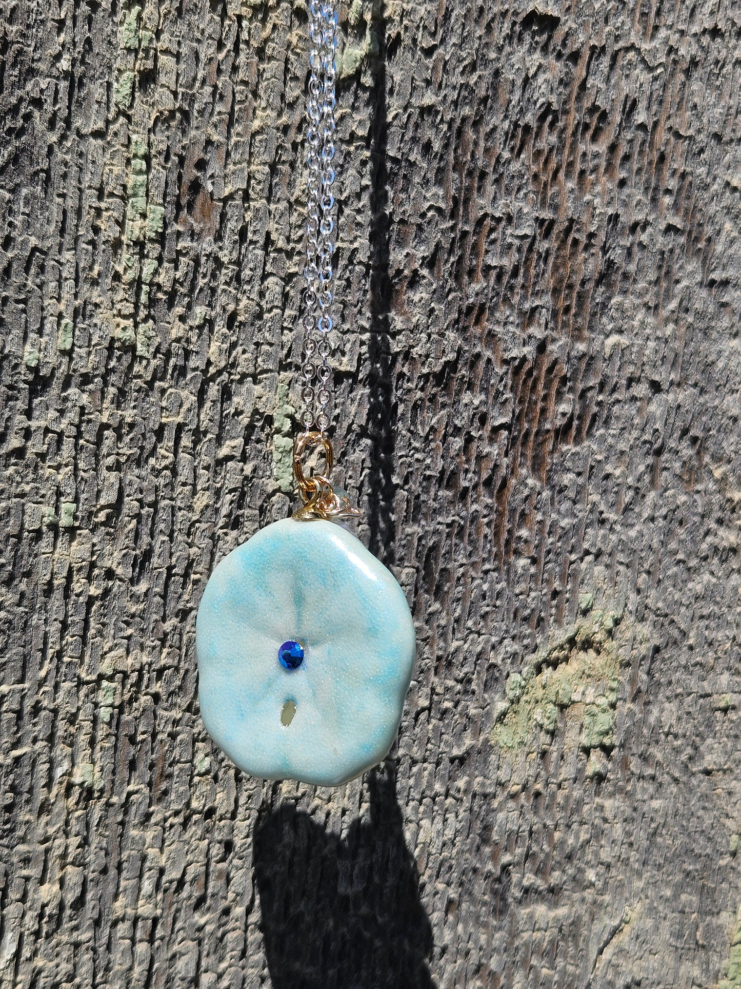 Seafoam Tide Ocean Peal Sea Biscuit Talisman Necklace