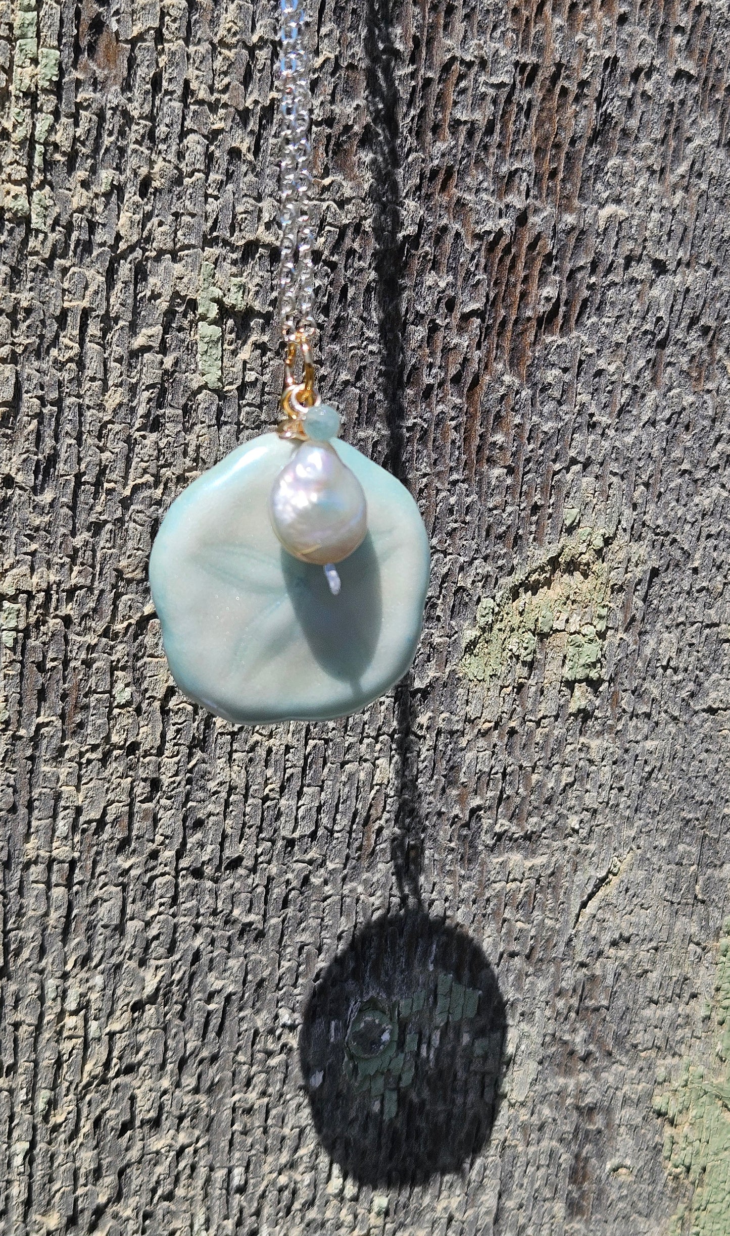 Seafoam Tide Ocean Peal Sea Biscuit Talisman Necklace