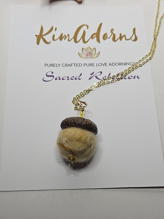 Acorn wool  talisman pendant