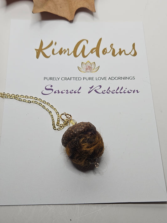 Acorn wool talisman Pendant