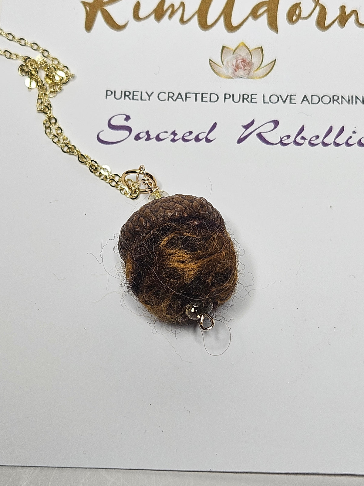 Acorn wool talisman Pendant