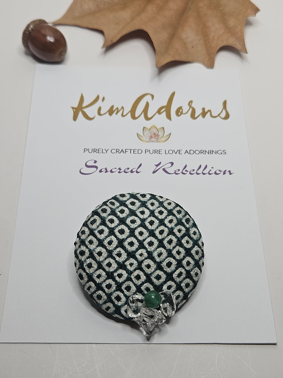 Pine Green Shibori Adventurine Brooch