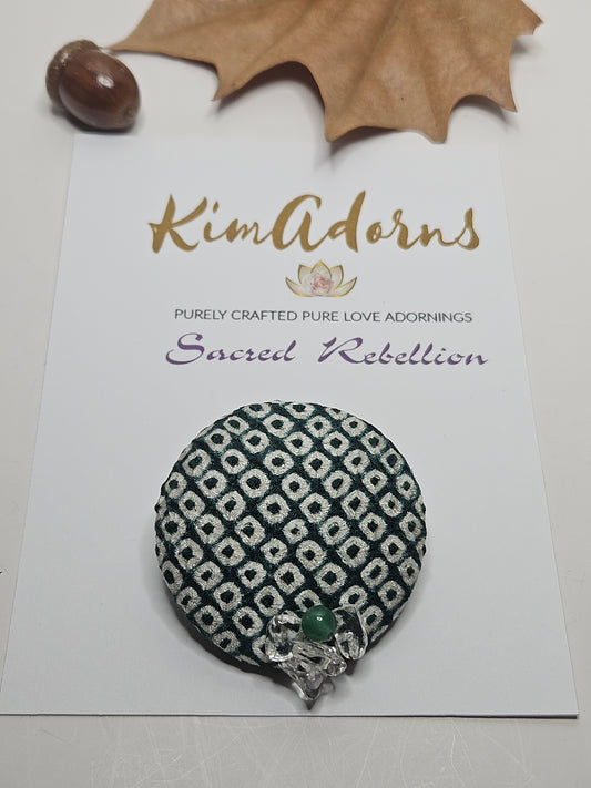 Pine Green Shibori Adventurine Brooch