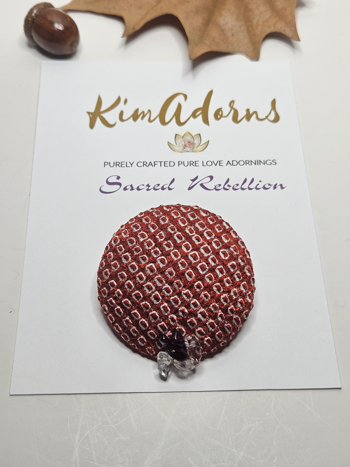 Brick Red Shibori Rhodolite Garnet Brooch