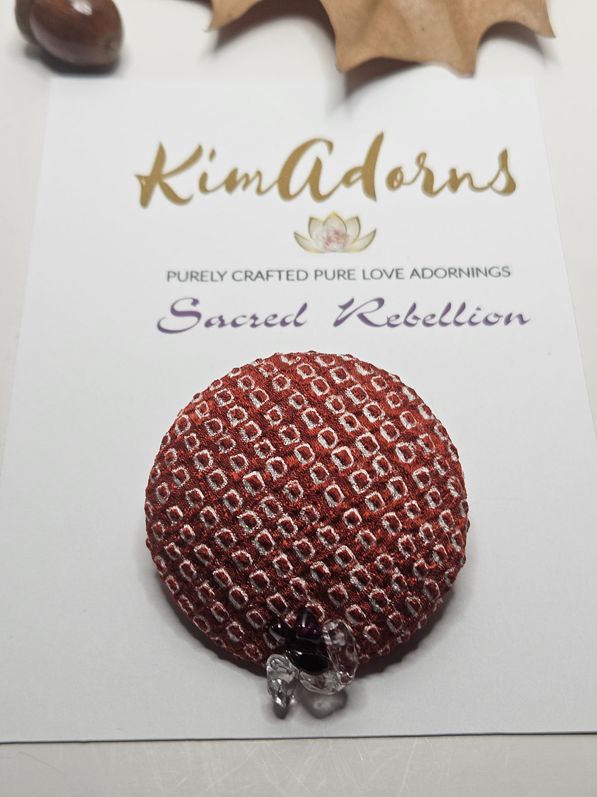 Brick Red Shibori Rhodolite Garnet Brooch