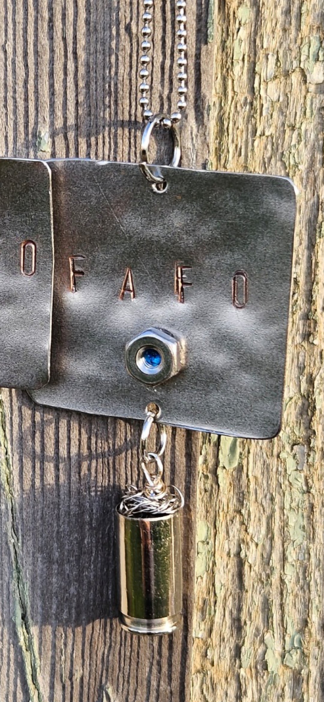 FAFO  Mens steel tag pendant wirh casing